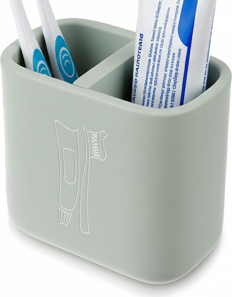 Orion | Badezimmer Zahnputzbecher - Grün - 350 ml - aus Kunststein - Organizer für Zahnbürsten und Zahnpasta - GREENISH