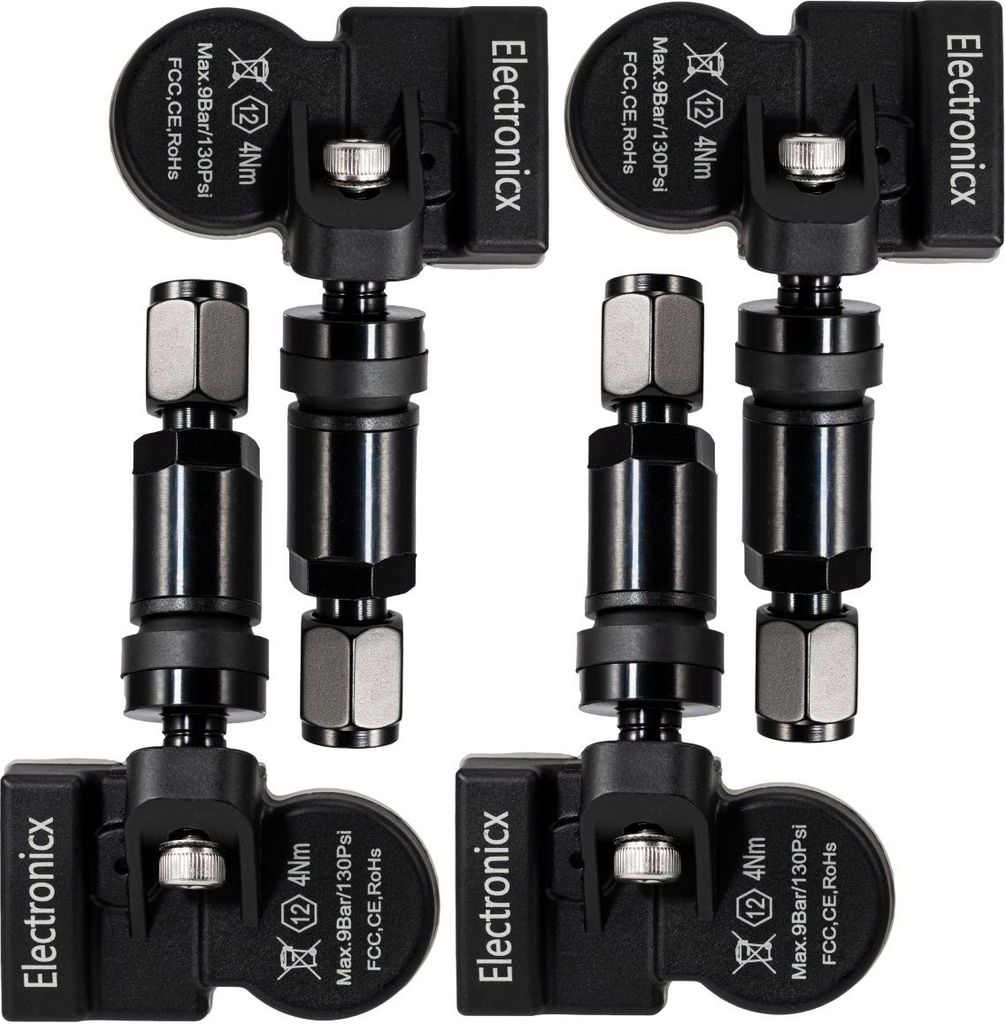 4 Reifendrucksensoren RDKS Sensoren Metallventil Schwarz für MINI Electric 04.2020-12.2022