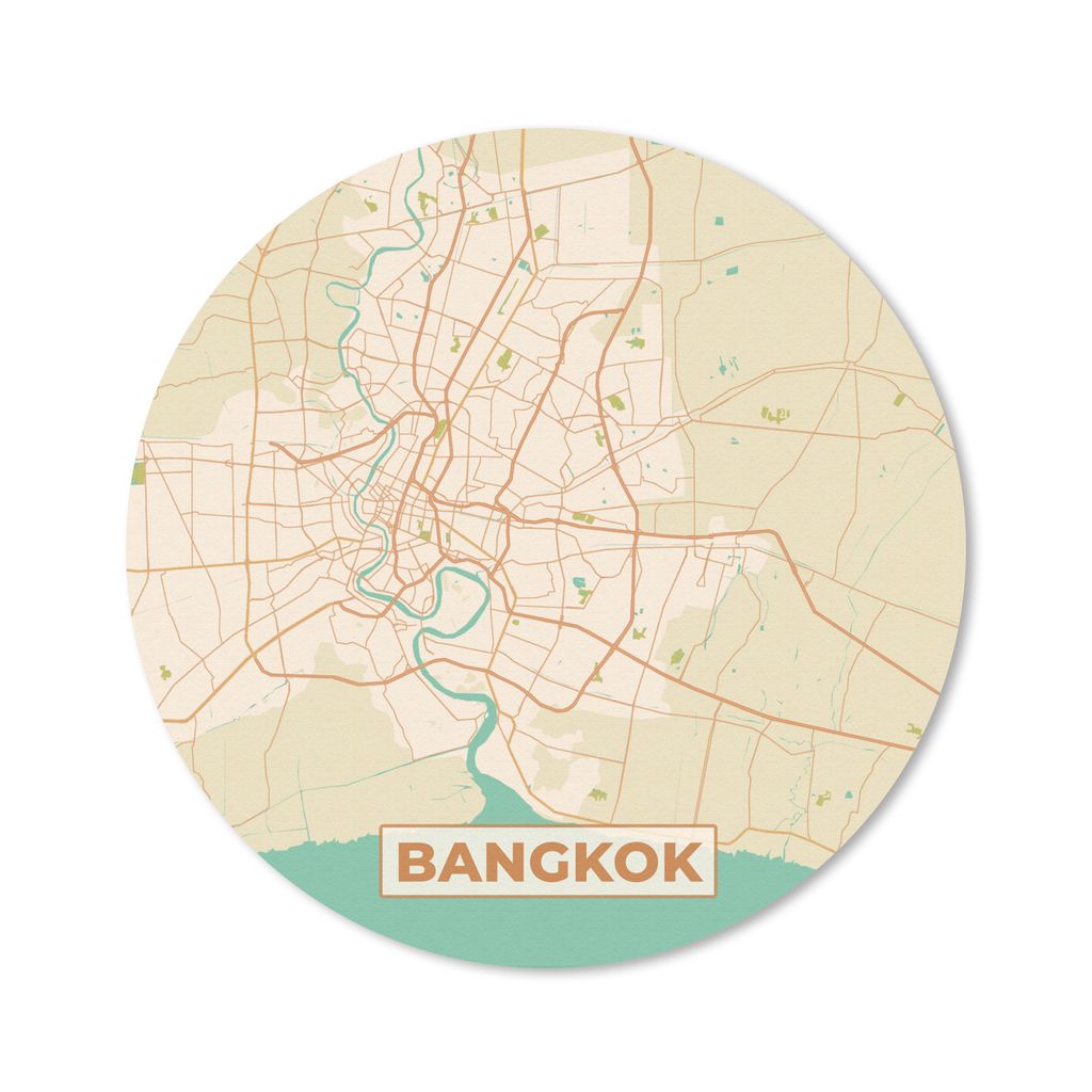 MuchoWow Mauspad Mousepad Bangkok - Karte - Vintage - Stadtplan 30x30 cm - Mousepads - Maus Mat - Pad - Mausunterlage - Tischunterlage - Schreibt...