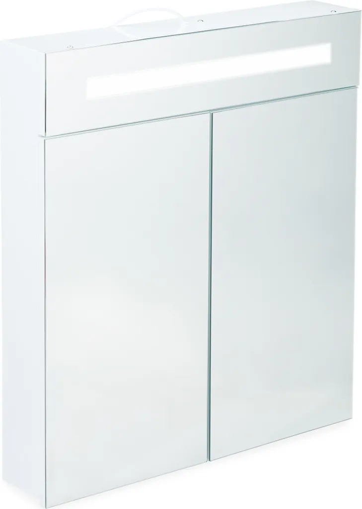 Specchiera Bagno LED Relaxdays 60cm - Armadietto 2 Ante Acciaio Bianco