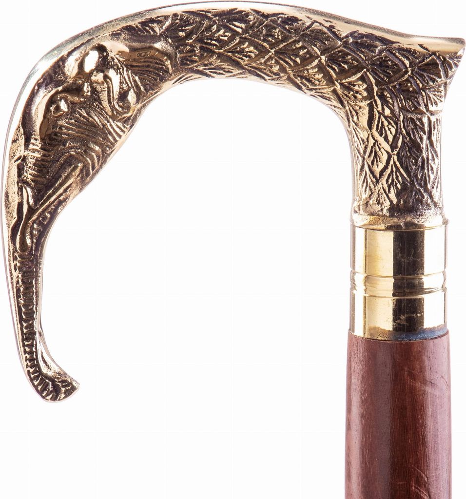 Gehstock mit Elefantenknauf aus Messing