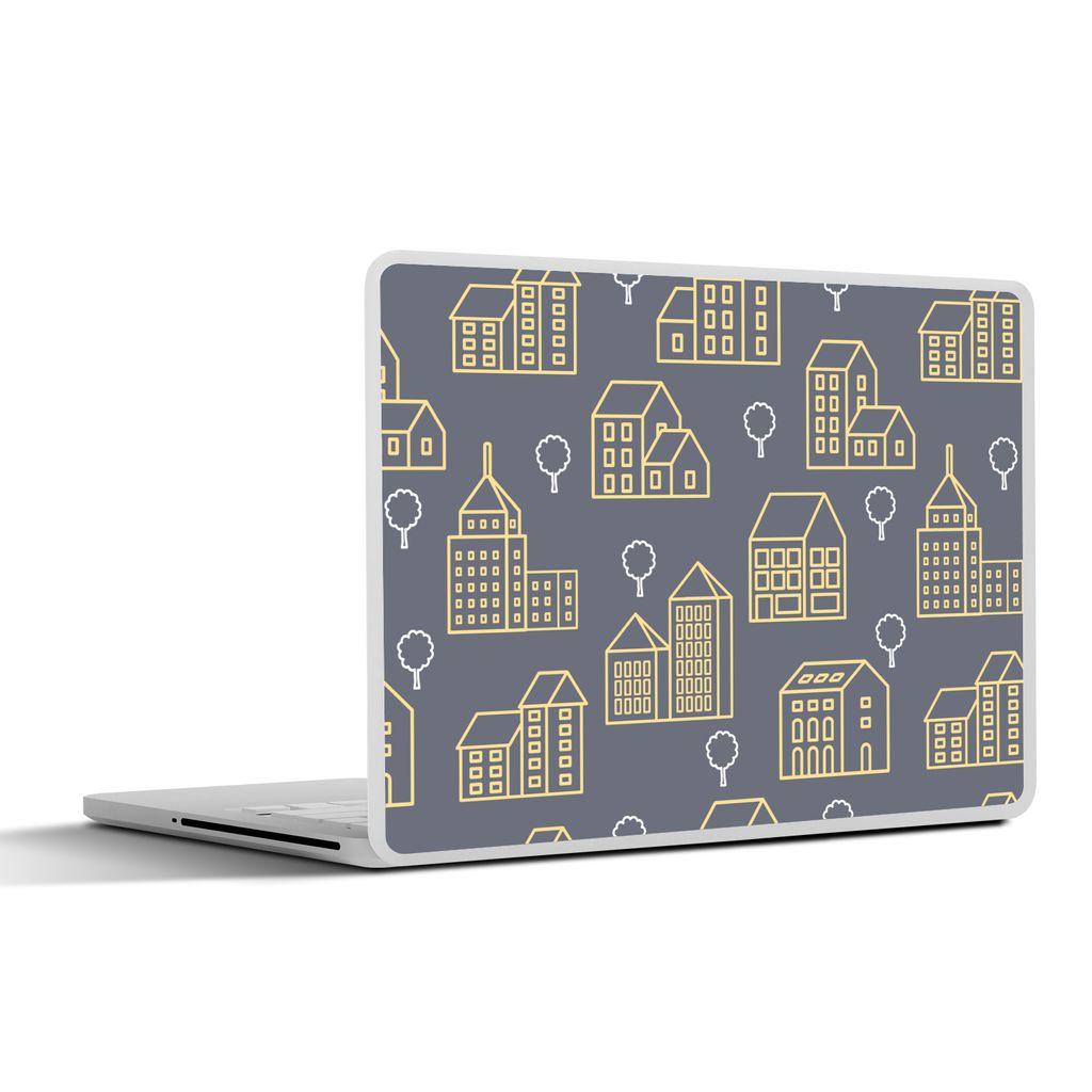 MuchoWow Laptop Aufkleber Sticker Cover Muster - Gebäude - Gold 32.5x23.5 cm - Sticker für Laptop - Selbstklebend