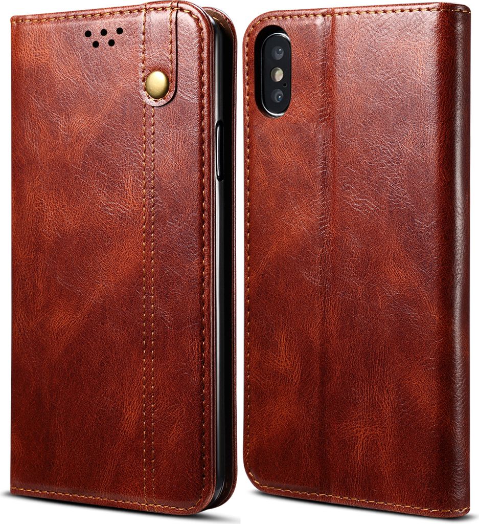 iPhone XS Max Hülle, LaimTop Leder Flip Brieftasche Schutzhülle für iPhone XS Max Rot