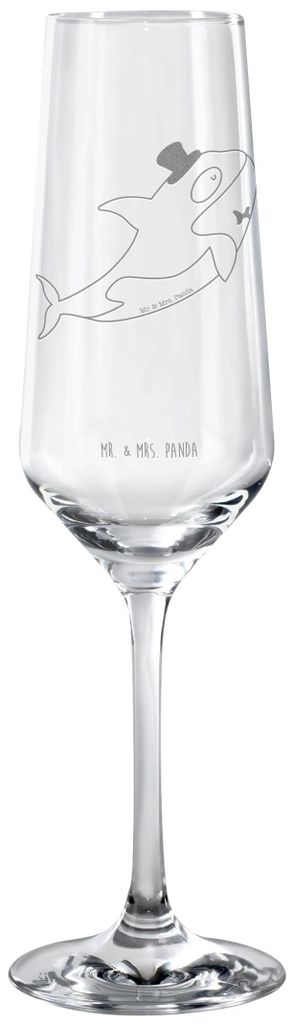 Mr. & Mrs. Panda Glas Orca Zylinder - Transparent - Geschenk, Geburtstag, Fest, Glitzer, Sektglas, Narwal, Trinkglas, graviert, Champagnerglas, Url...