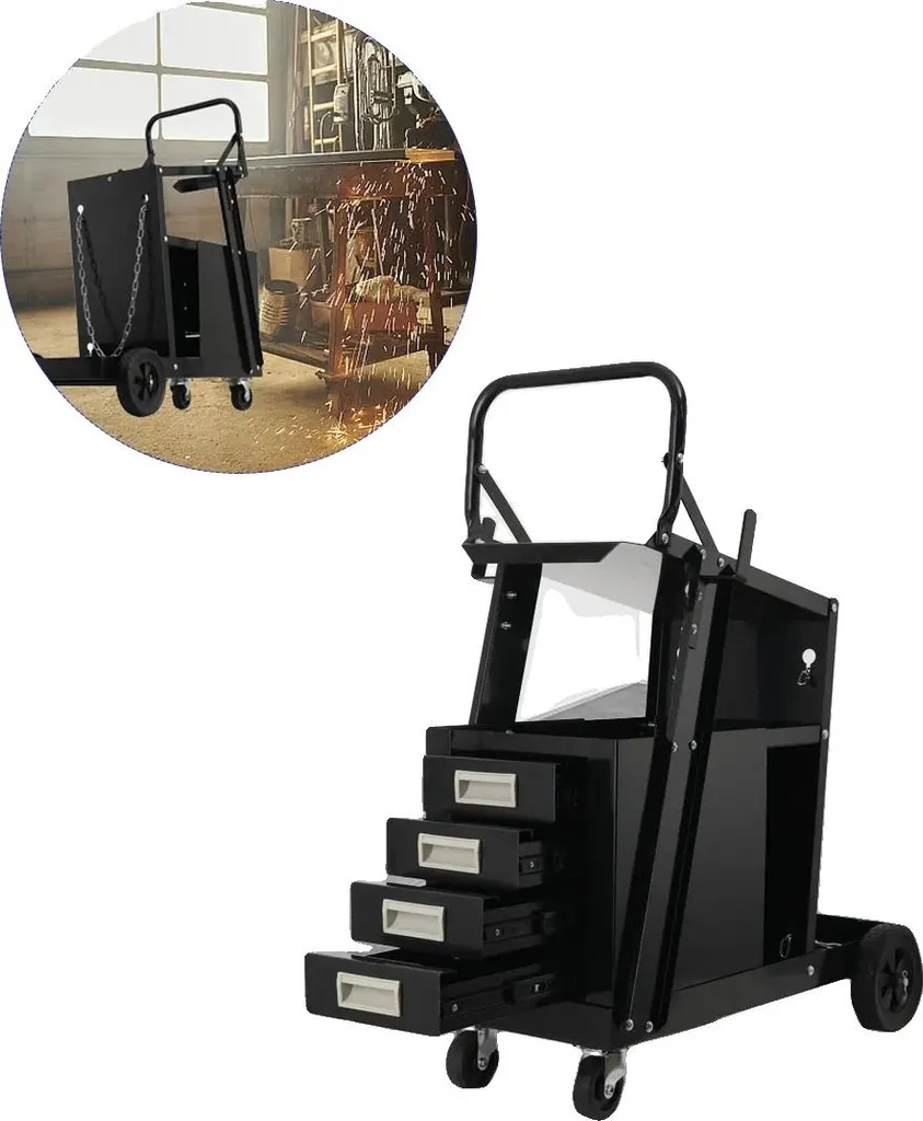 Chariot de soudage avec 4 tiroirs de rangement - Acier - Capacité 70kg