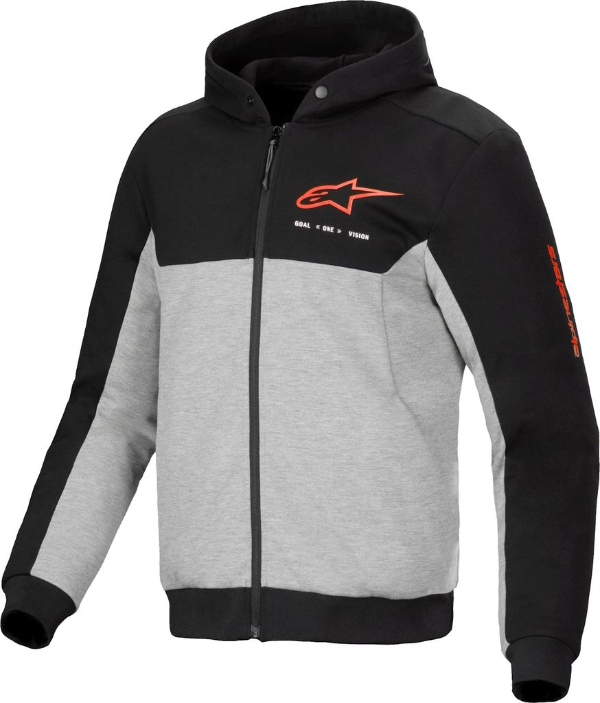 Alpinestars Chrome V2 Duo Sport Motorrad Zip Hoodie, grau/schwarz/rot, 3XL