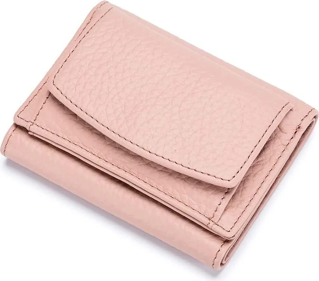Portafoglio Da Donna, Blocco Rfid Piccolo In Vera Pelle, Portacarte Con Tasca Con Cerniera A Due Ante Con Finestra Id Design Elegante Dimensioni Compatte Anti Digitale