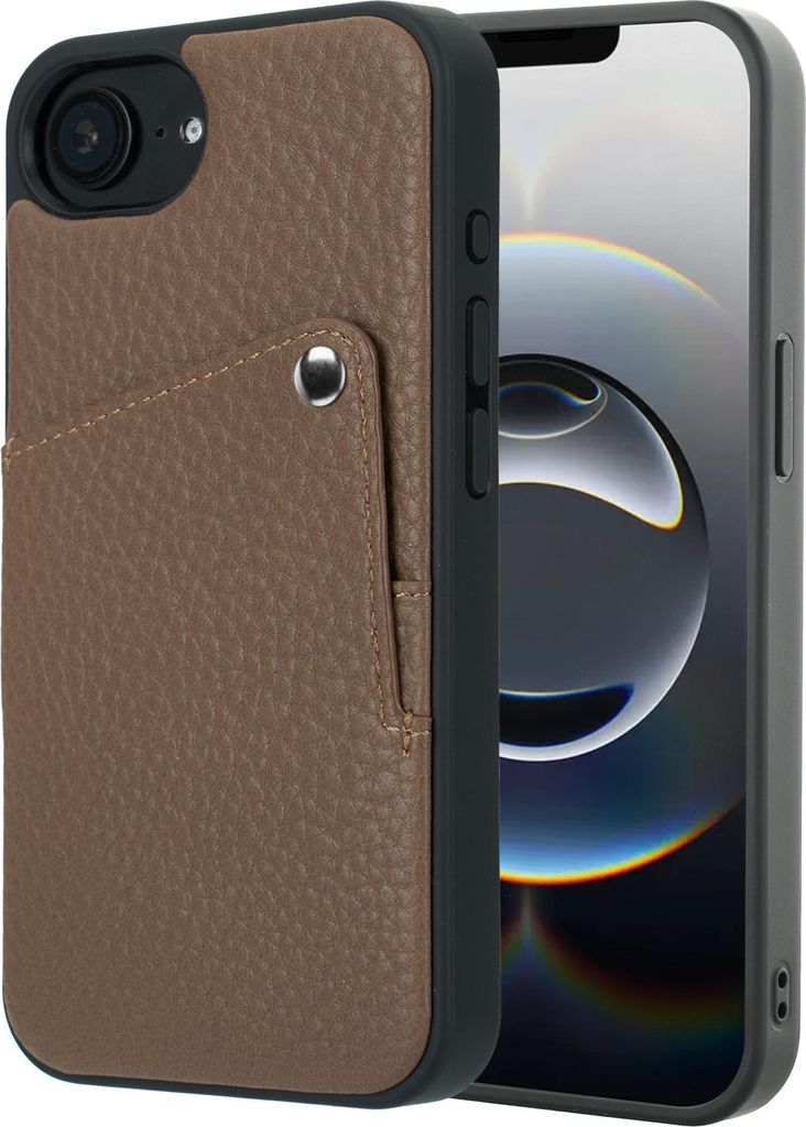 Selencia Riva Back Cover mit Kartenfach iPhone 16e - Mocha Brown