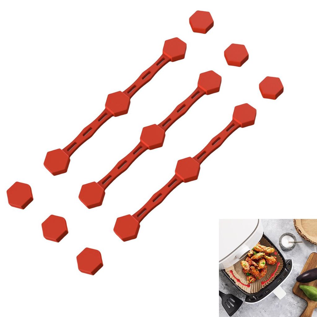 Magnetische Silikonschnallen für Luftfritteuse, 3-teiliges Elastomerset, einfach zu verwenden, Papierhalter für knusprige, perfekt gegarte Speisen