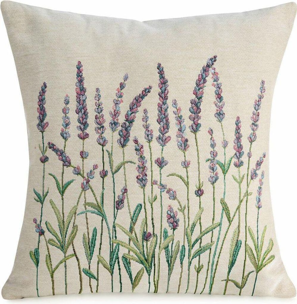 EUROFIRANY | Kissenbezug - Gobelin - 45x45 cm - lavendel - grün creme - Provenzalischer Stil