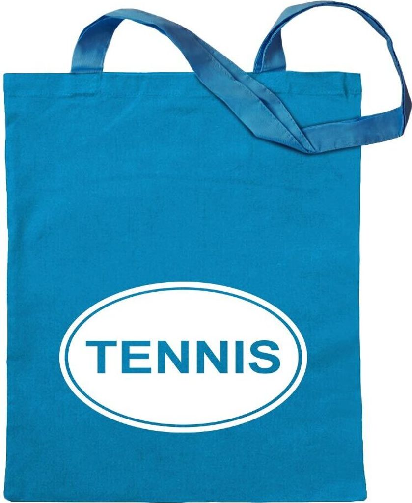 Kiwistar - Baumwolltasche - hellblau - Tennis - Tragetasche Stoffbeutel Umhängetasche Langer Henkel