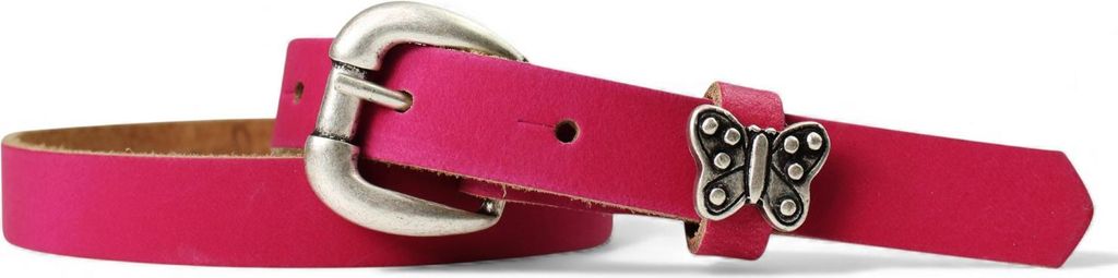 FRONHOFER süßer Kindergürtel mit silberner Schmetterling Niete, plastikfrei, 2 cm schmal