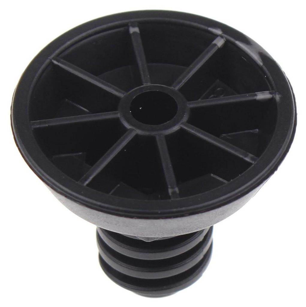 A black appliance foot with a ribbed stem and a circular top with radiating spokes.