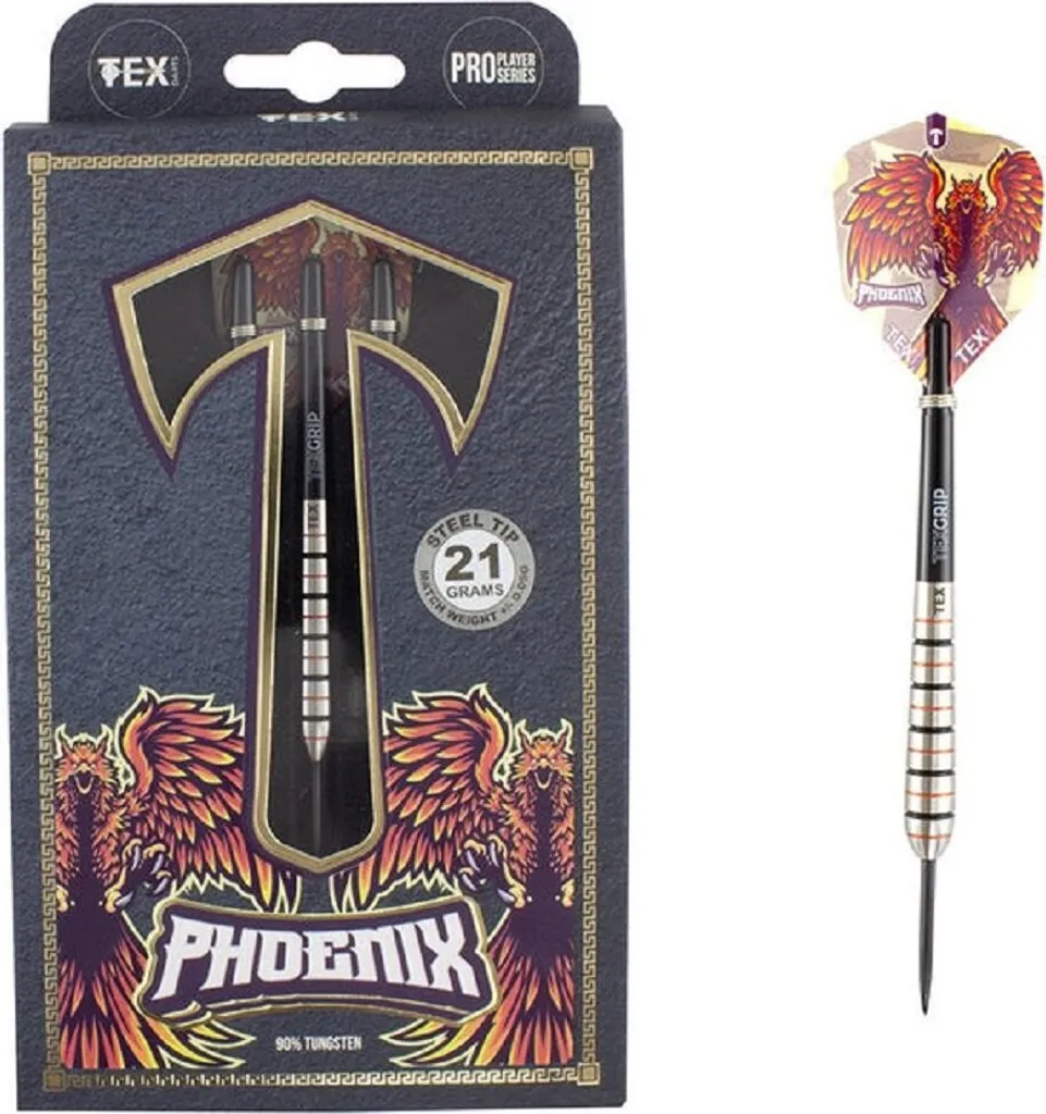 Fléchettes de Précision TEX Phoenix 90% Tungstène 21g - Grip Antidérapant