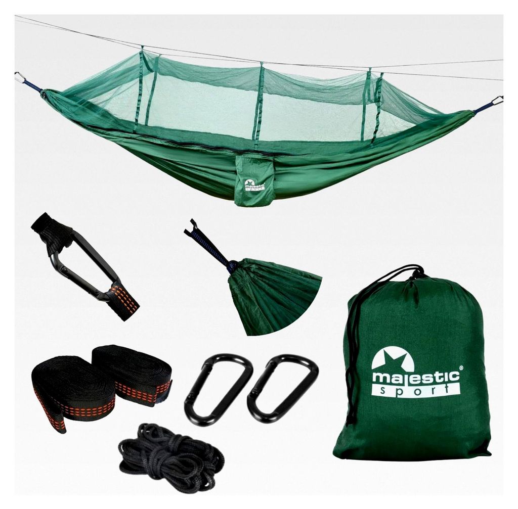 Camping Hängematte für den Außenbereich mit Moskitonetz, leichtes Nylon 210T, Tragfähigkeit 250 kg, 260x140 cm, tragbar für Ausflüge in die B...