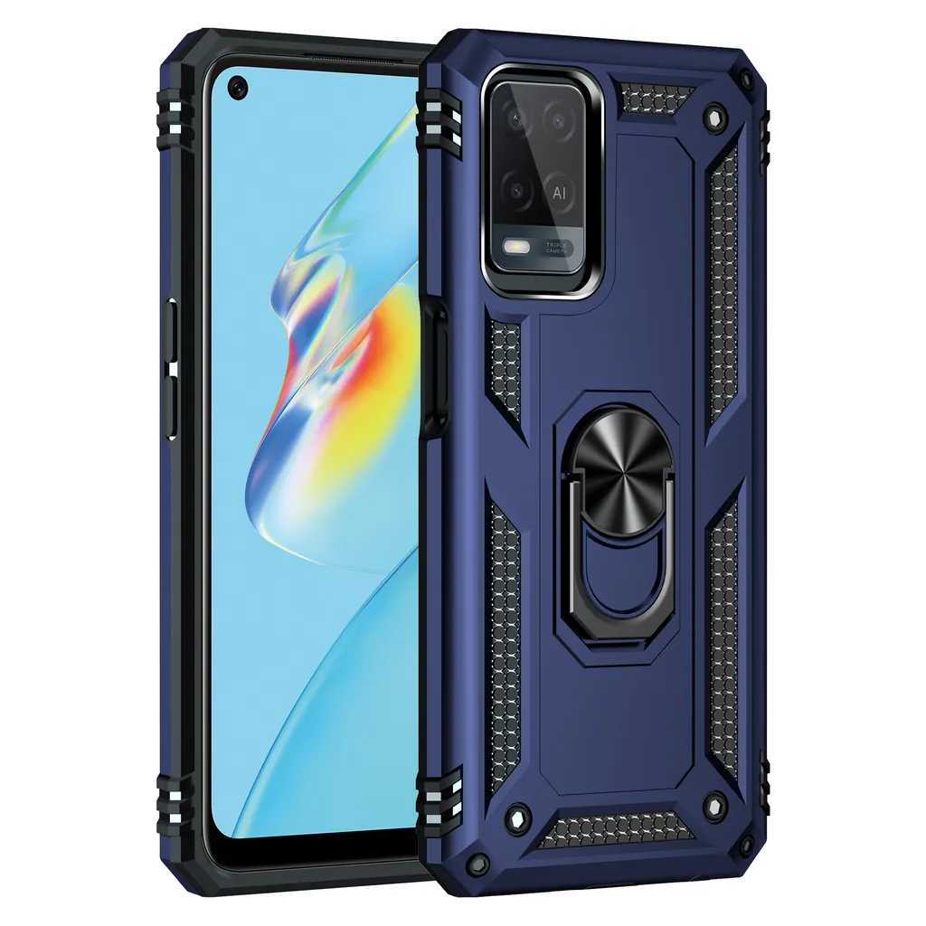 Custodia Magnetic Cover Per Oppo A16 / A16s / A54s – Anello 360° E Supporto Auto, Blu - 2