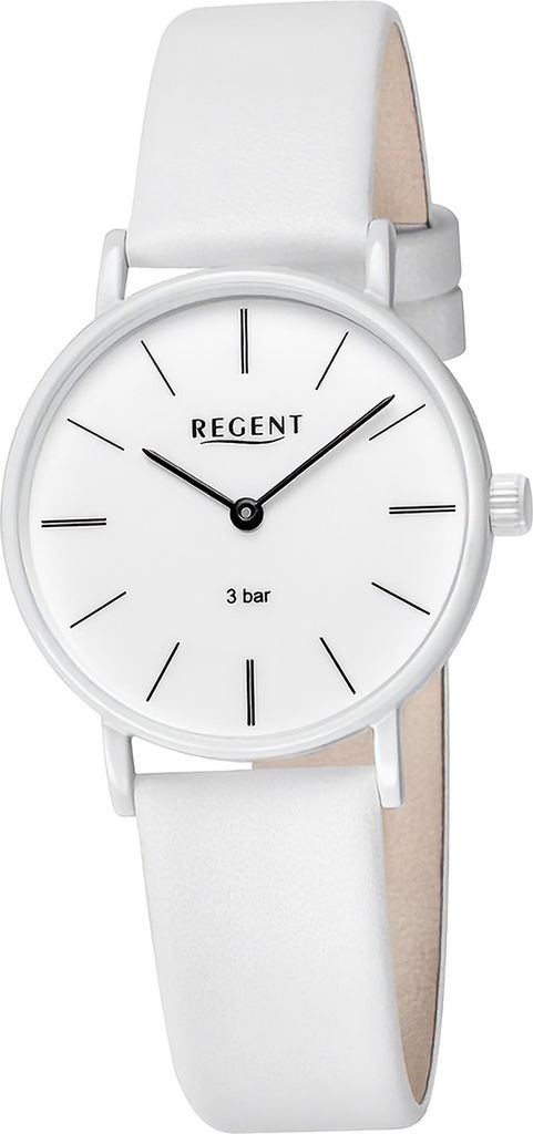 Regent Leder Damen Uhr Armbanduhr Quarz weiß Lederarmband D2URBA848