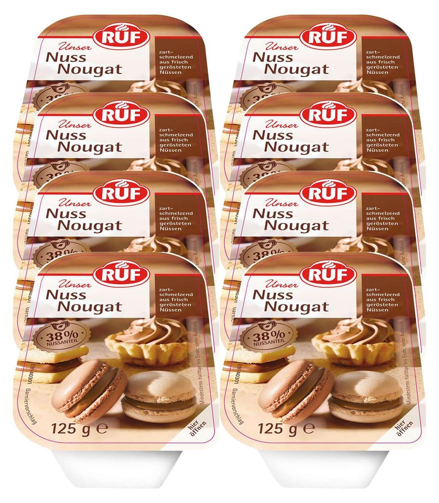 RUF Nuss-Nougat dunkel 125g x 8er Pack