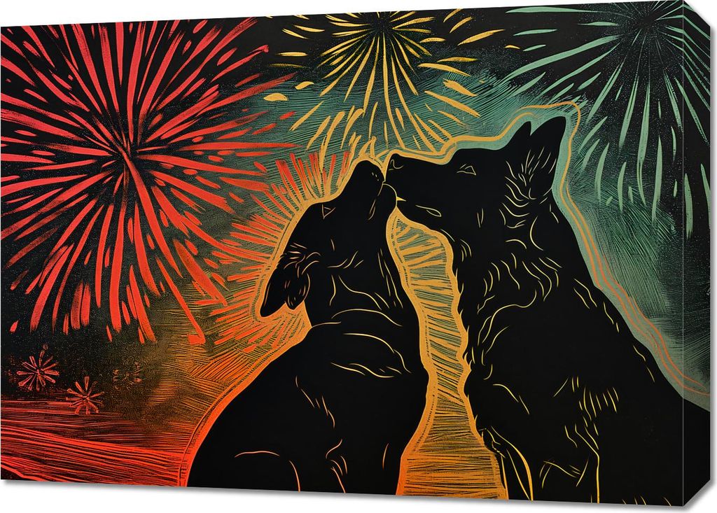 Bild 70x50cm Hund Umarmung