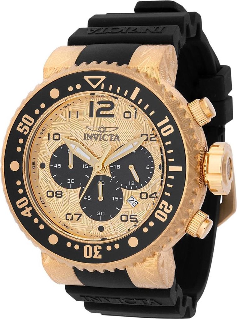 Invicta Pro Diver 48618 Herren uhr - Wasserdicht - Analog - Quarzuhrwerk - Edelstahl mit goldenen zifferblat - 52mm