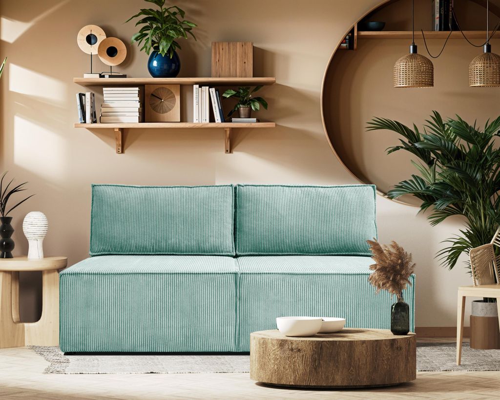 Kaiser Möbel Sofa, Schlafsofa mit Bettzeugfach COMPI Türkis