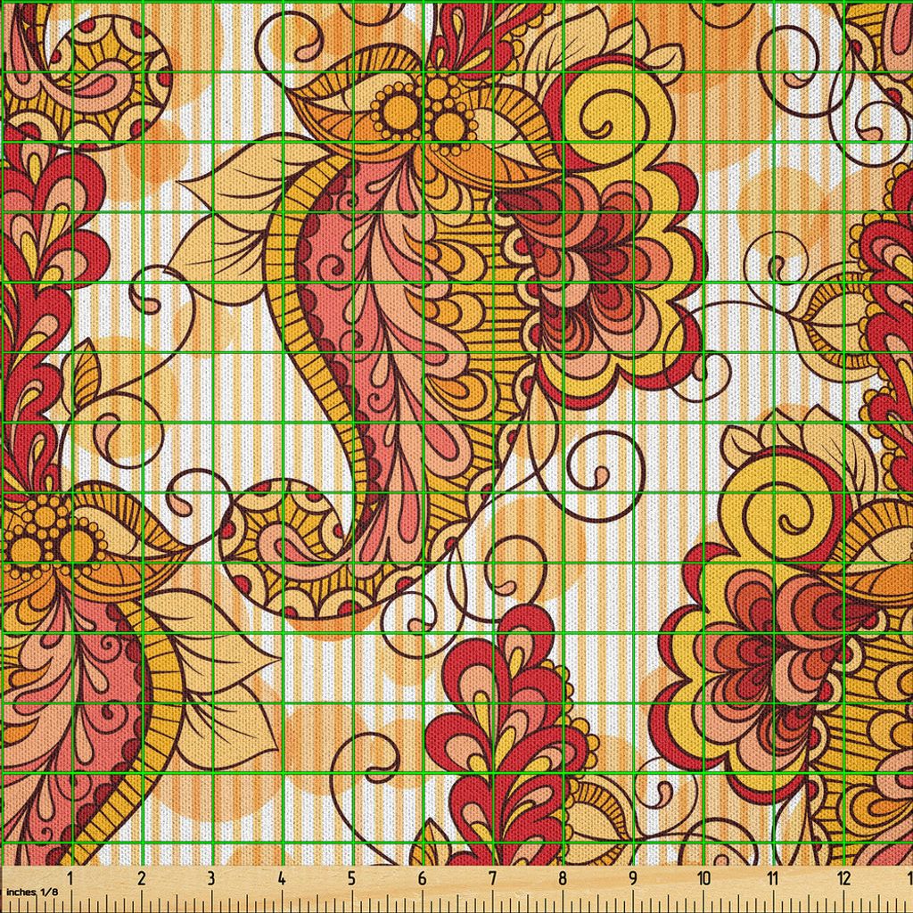 ABAKUHAUS asiatisch Microfaser Stoff als Meterware , Traditionelles asiatisches Paisley in der religiösen kulturellen Kunst Bild, 2 M (230 x 200 c...