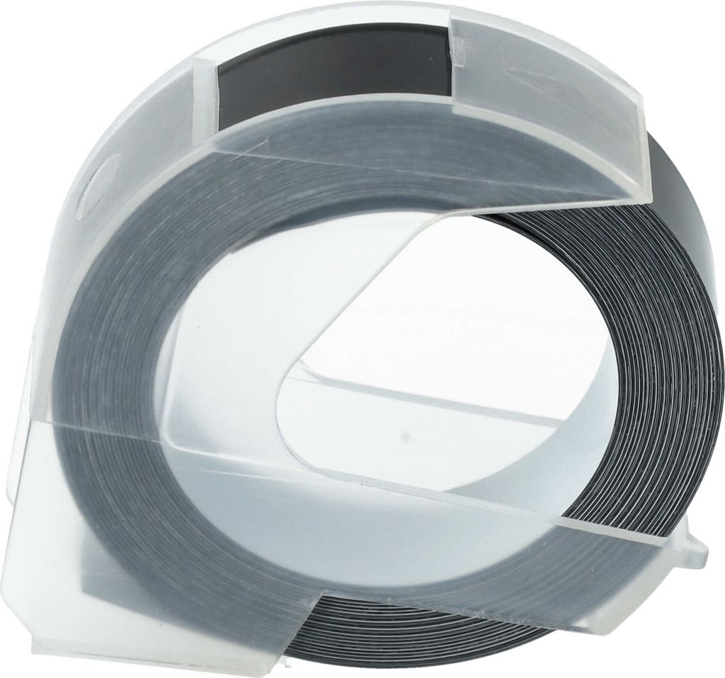 vhbw 3D Prägeband-Schriftband-Kassette kompatibel mit Dymo Rhino M1011 Etiketten-Drucker 3m x 12mm Weiß auf Schwarz