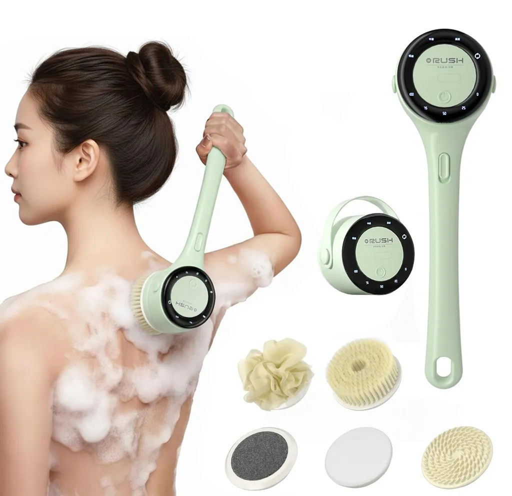 Brosse électrique cellulite et gommage corps avec manche long amovible