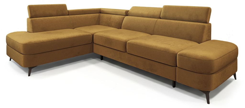 Masseno Ecksofa AVISE M L-S mit Schlaffunktion L-Form, Sofa mit Bettkasten, Wohnzimmersofa, Couch, Soffa, Bettsofa, Couchgarnitur- Gelb, MONOLITH 48