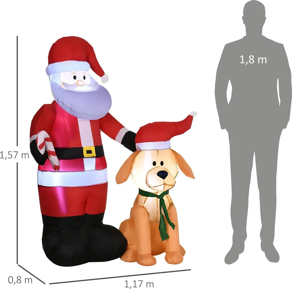 Père Noël gonflable robuste 157 cm - Installation Stable et Rapide LED - 6