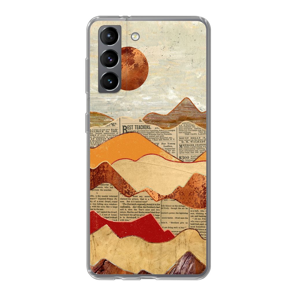 MuchoWow Handyhülle Schutzhülle Hülle für Samsung Galaxy S21 Vintage - Zeitung - Marmor Silikon Softcase Handy Hülle - Softcase