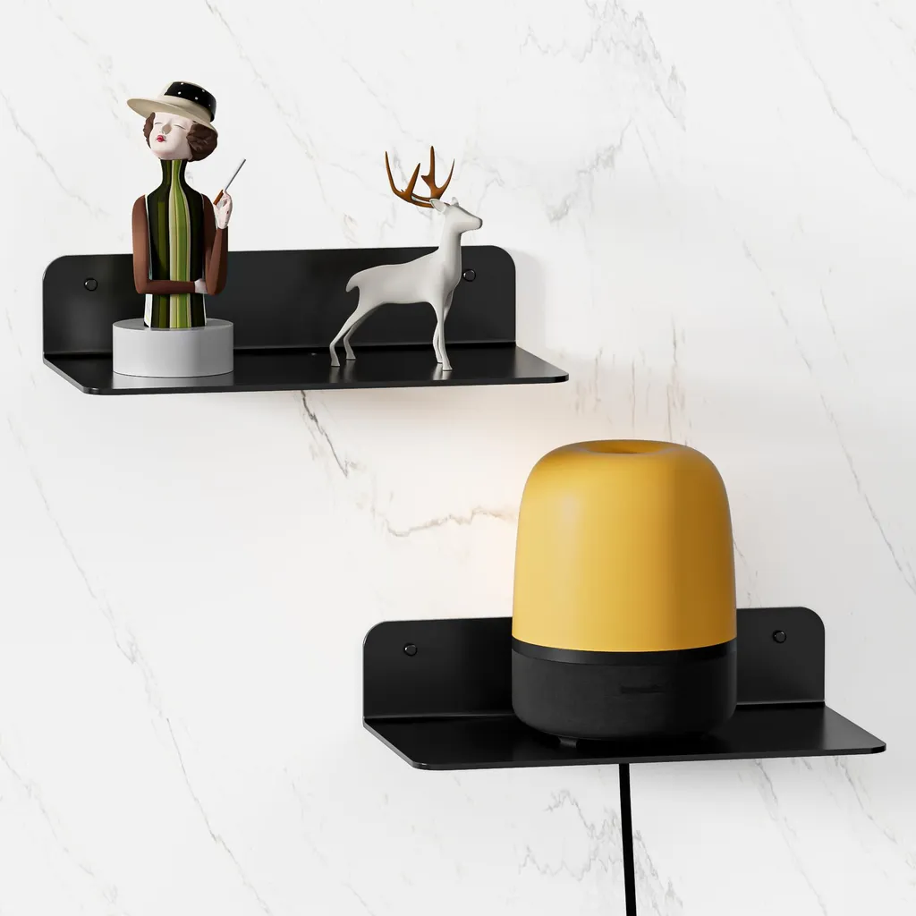 Étagère murale avec passage de câbles noire sans perçage lot de 2