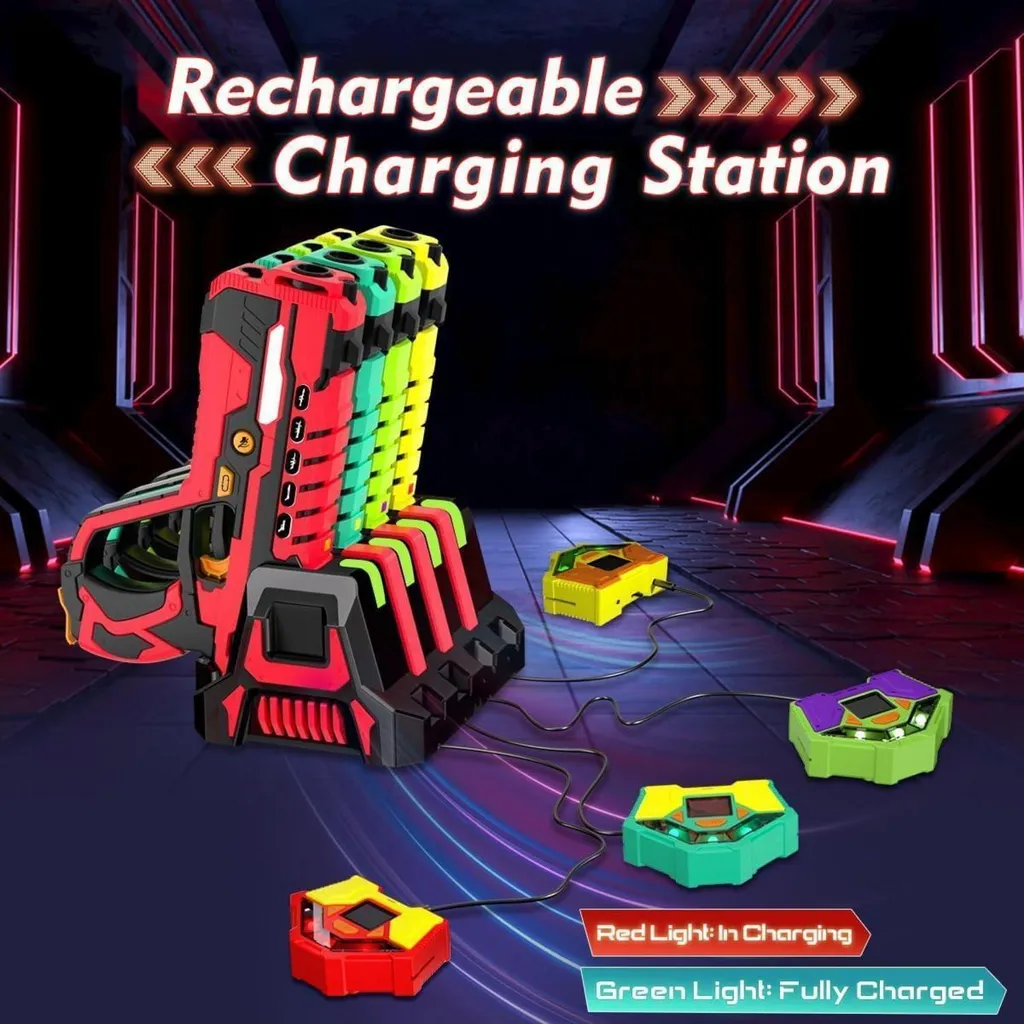 Laser Tag Rechargeable Enfant - Pack de 4 avec Écran Sync 2.4GHz - 2