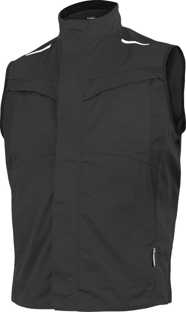 Qualitex Arbeitsweste - komfortable Weste | Slim-Fit | Cordura verstärkt | Ungefütert | Reflex - in Farbe: black beauty - Herren: M - Damen: M