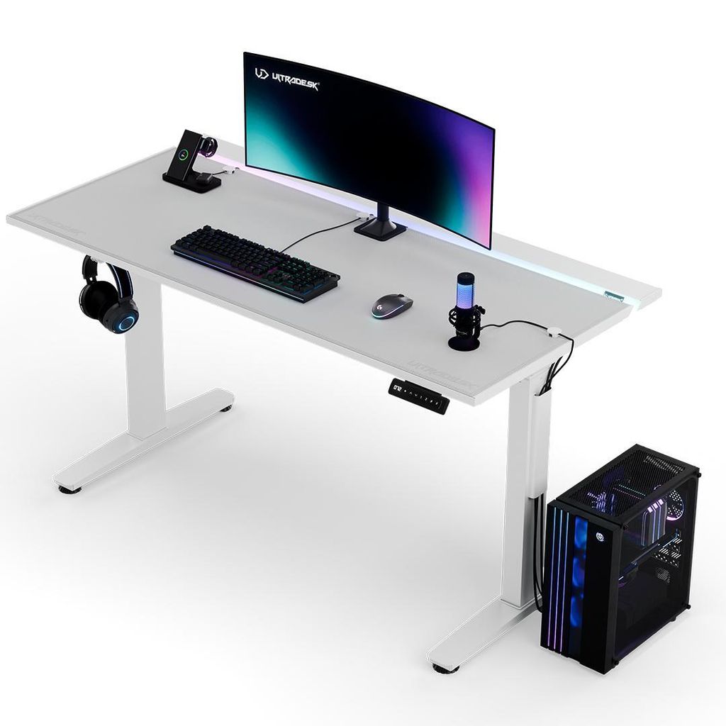 Ultradesk VORTEX - Weiß - Computertisch mit elektrischer Produktbild 