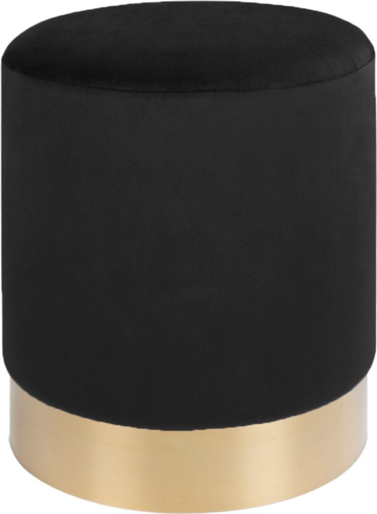 Gavin Fusshocker, Pouf schwarz Velour mit Messingkante.