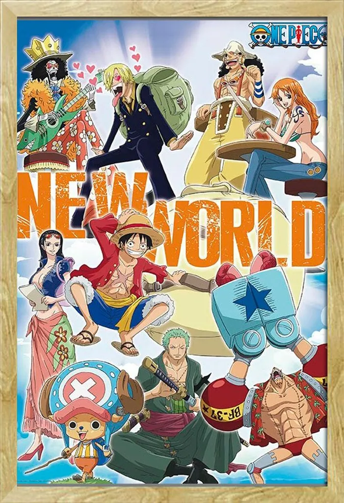 Grand Poster One Piece Cadre Amovible Shinsuke® Bois Hêtre et Vitre Plexi