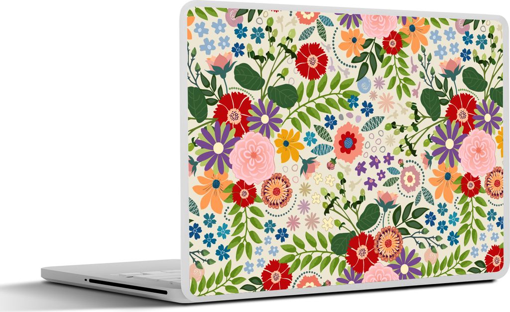 MuchoWow Laptop Aufkleber Sticker Cover Blätter - Blumen - Design 36.5x27.5 cm - Laptop-Sticker