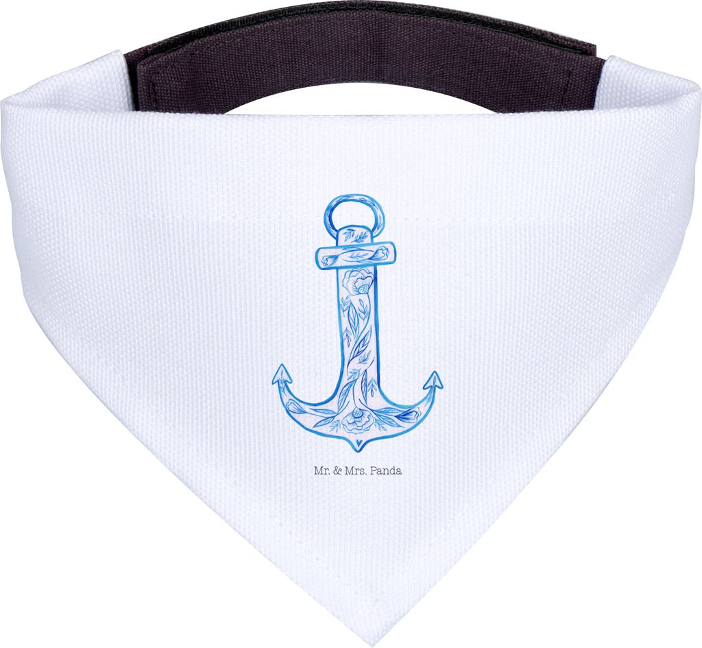 Mr. & Mrs. Panda Schal für Hunde Anker Blau - Weiß - Geschenk, Hund Halstuch, Bandana, Hundehalstuch, Lustige Sprüche