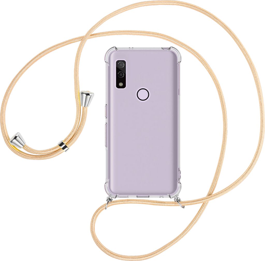 Handykette Backcover-Schutzhülle mit Band (Metall silberfarben) für Fujitsu F-51B/FCNT Arrows We - Goldkordel