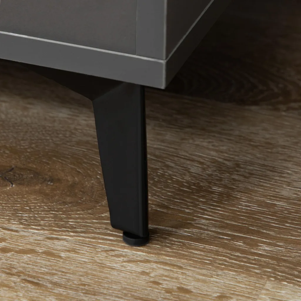 Buffet haut design industriel gris et aspect chêne clair - Modèle Loft - 9