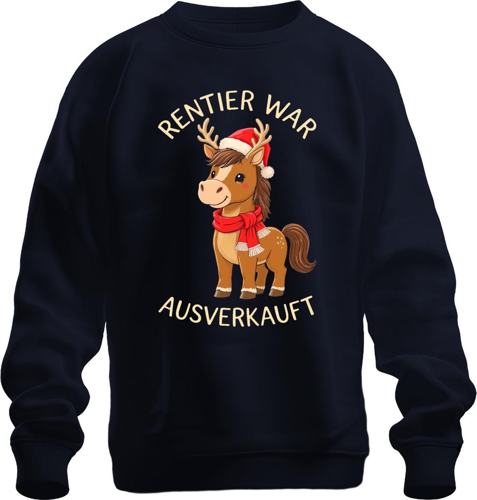 Rentier war t Weihnachten lustig Pferd Geweih niedlich Uni Sweatshirt Pullover, Navy, XL