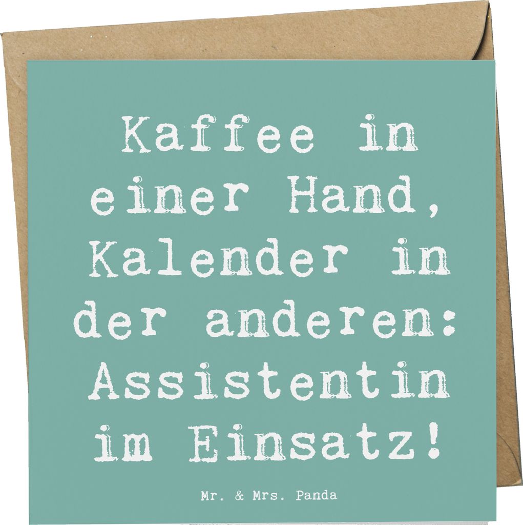 Mr. & Mrs. Panda Grußkarte Spruch Assistentin im Einsatz - Meeresbrise - Geschenk, Geschenke für Berufstätige, Büroorganisation, faltkarte, Ber...