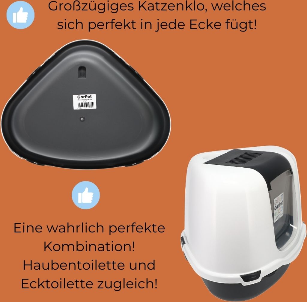 Katzenklo Ecke Große platzsparende Eck Katzentoilette mit Produktbild 3