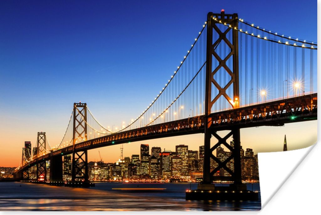 MuchoWow Poster Brücke - San Francisco - Skyline 30x20 cm - Plakate - Print