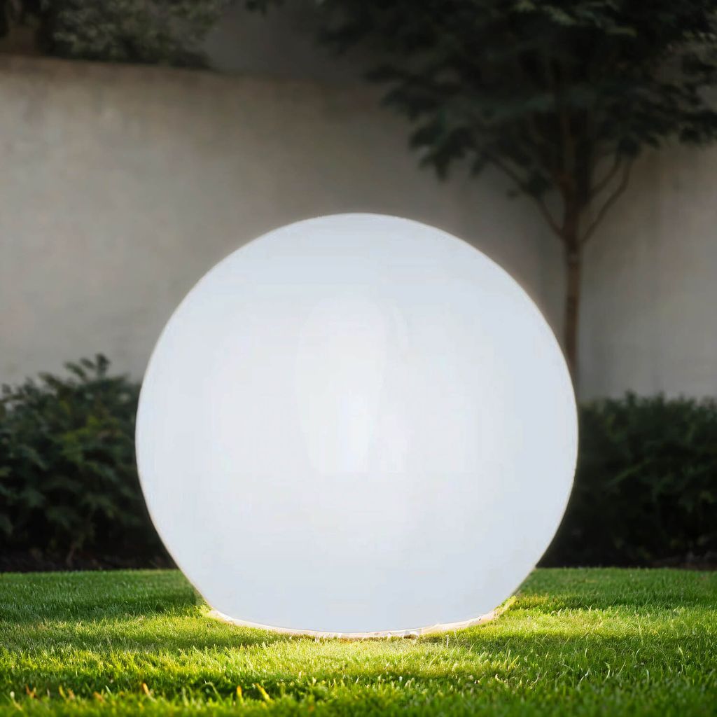 Kabellose Kugelleuchte Solar LED dimmbar Fernbedienung + Farbwechsler RGBW Ø 40 cm rund Weiß IP65 Kugellampe Garten Terrasse