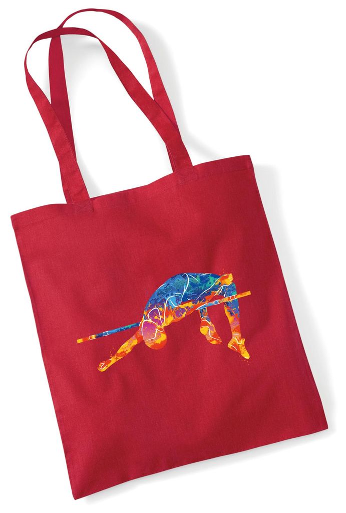 Huuraa Jutebeutel Leichtathletik Hochsprung 10 Liter Classic Red Baumwolle Tasche Geschenkidee