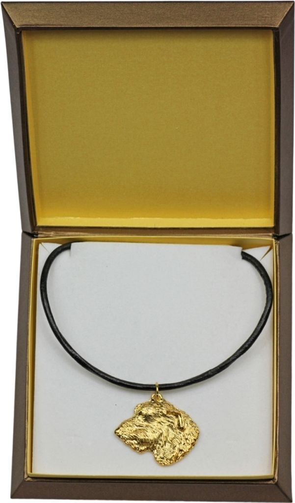 Irischer Wolfshund, Irish Wolfhound I - Hundehalsband in Geschenkbox, vergoldeter Anhänger für Hundefans, auffälliger Schmuck von Art-Dog