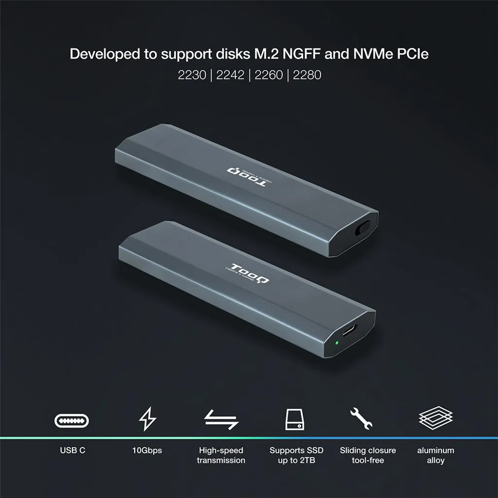 Boîtier SSD Externe NVMe pour Transfert de Données Rapide USB 3.2 G2 - 2