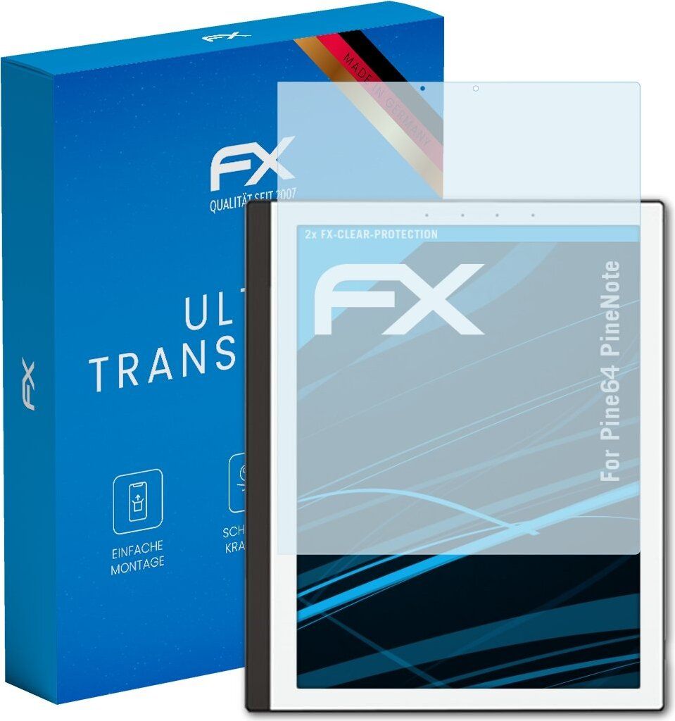 atFoliX FX-Clear 2x Schutzfolie kompatibel mit Pine64 PineNote Displayschutzfolie
